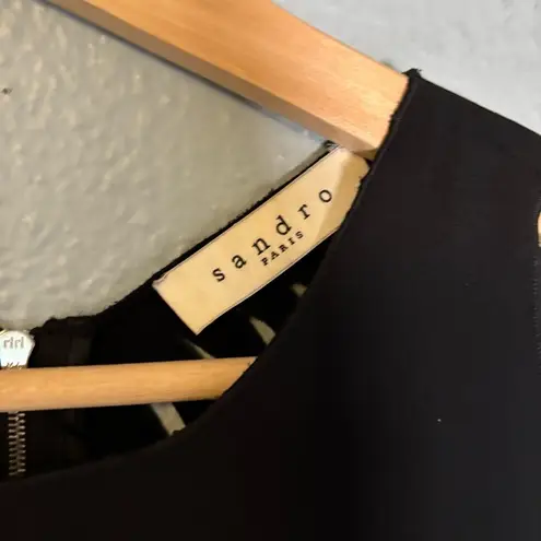 Sandro Paris Women's Black Mini Dress Slit Open Back Fit and Flare Size 4 Party