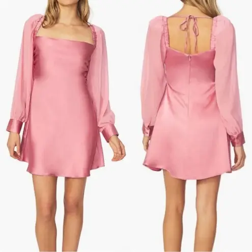 We Wore What • mini dress pink silky cowl neck chiffon puff sleeve sz 2