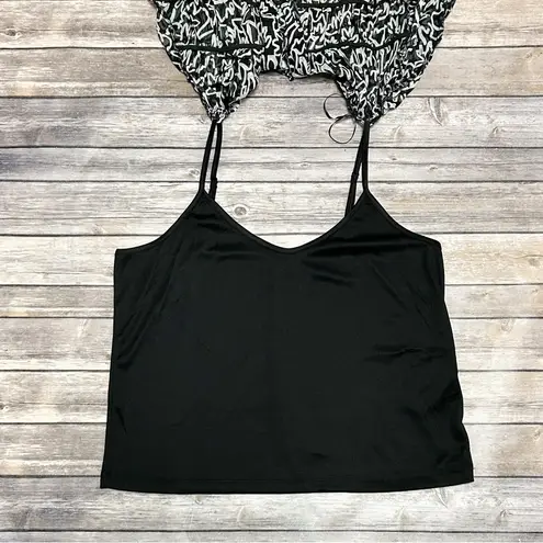 VERO MODA Aware Black White Sheer Camisole Long Trumpet Sleeve Tie Ruffle Large