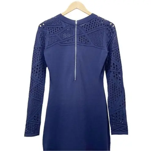 Milly NWT Dress Navy Blue Fractured Pointelle Bodycon Sheath Women’s Size Medium