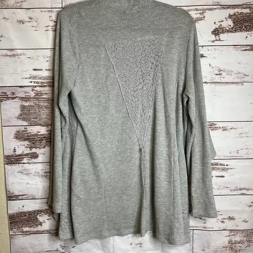 rxb Gray Open Front Cardigan Draped Lace Detail Lightweight Size L Size L