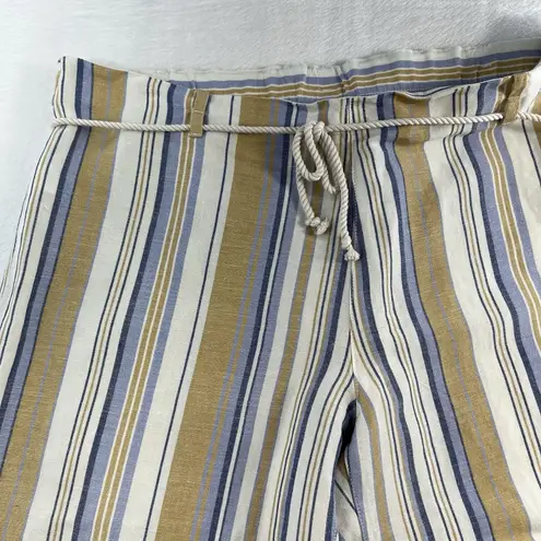J. Jill XL Pants Cropped Wide Leg Linen Blend Striped Beachy Resort Sustainable Tan