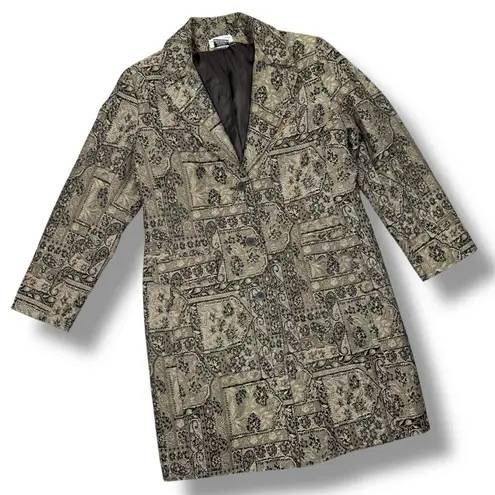 Newport News Vintage Floral Paisley Tapestry Topper Coat Tan Black 16