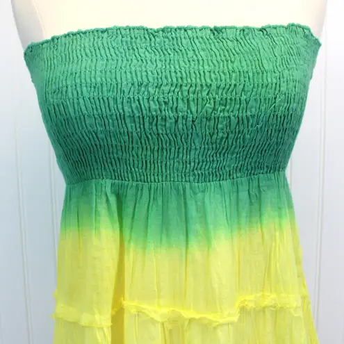 NEW Cute Options Womens S Sundress Smocked Gauzy Reggae Green Yellow Red