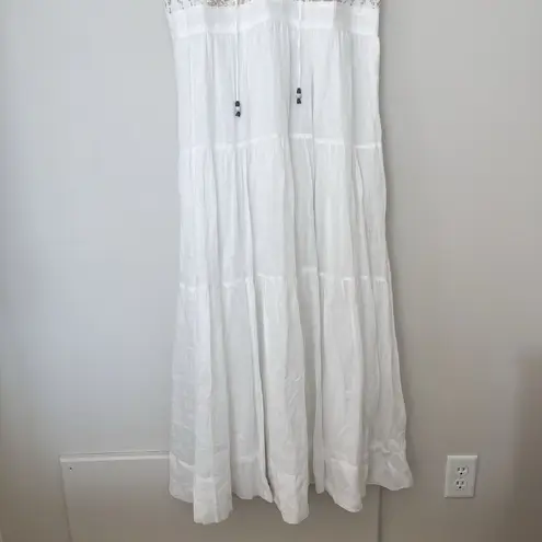 Sundance Floral Boho Embroidered Sleeveless Maxi Dress Large NWT Ivory Honeymoon