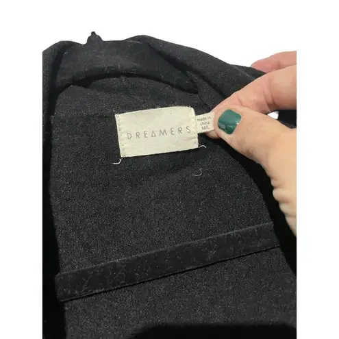 Dreamers Womens Open Front Black Cardigan Sweater Lightweight Knit Long Sleeve