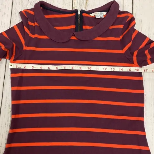 Boden USA Boden Orange Maroon Striped T Shirt Dress Peter Pan Collar Size 12Petite 