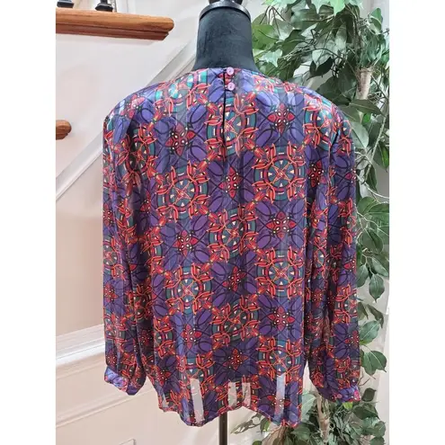 Westbound  Women's Multicolor 100% Polyester Round Neck Long Sleeve Top Blouse 18