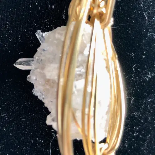 Custom Made Large Wire Wrapped Pendant White Quartz Artisan Medallion Slide New