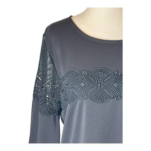 Karl Lagerfeld Shirt Women Small Black Lace Panel Blouse Whimsigoth Gothic NWT