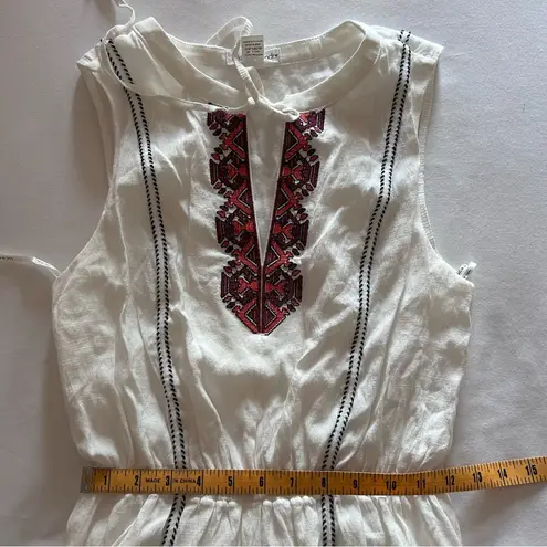 NIKIBIKI LAVENDER | BOHO White Gauzy Cross Stitched Embroidered Dress | Size Sm