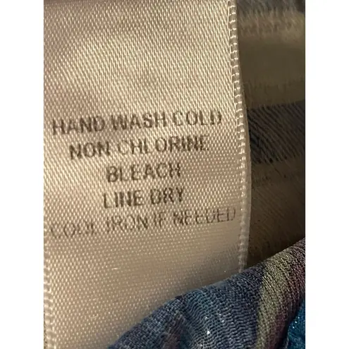 Aratta Silent Journey Floral Stripe Shirt Dress size Medium Blue