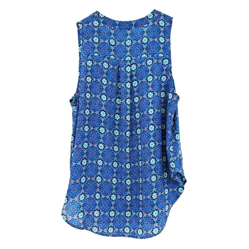 Lush Clothing Lush‎ Size Small Blouse Blue Abstract Sleeveless Tank Lightweight Loose High Low