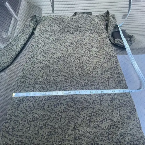 Ecru Ronan Midi Shirtdress, Green Camo, sweater cuffs long sleeves, collar Sz XS