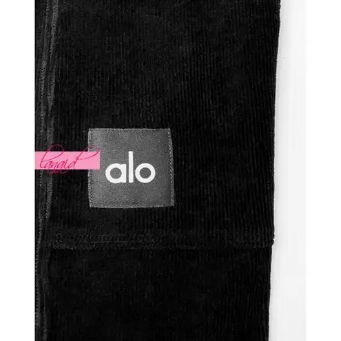 Alo Yoga Alo Micro Corduroy High-Waist Winter Break Flare Pants Black Bootcut Stretchy XS