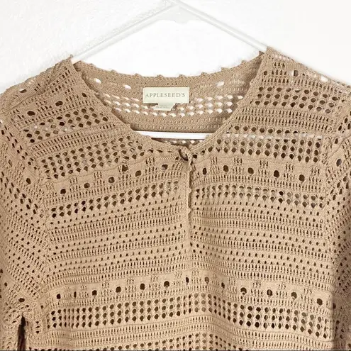 appleseed's APPLESEED’S Tan Open Knit Tunic Top With Matching Tank Top, Size Small