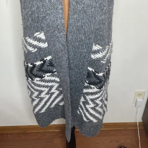 White + Warren soft alpaca jacquard longline patterned vest size XS Gray