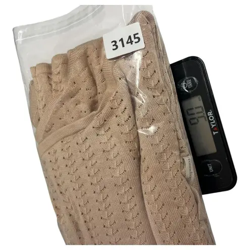 Soft Surroundings Cardigan Sweater Womens Small Tan Open Front Pointelle Knit