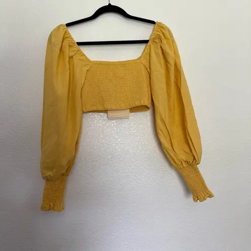 NWT Sabo Tuscany Shirred Crop Top Yellow XS