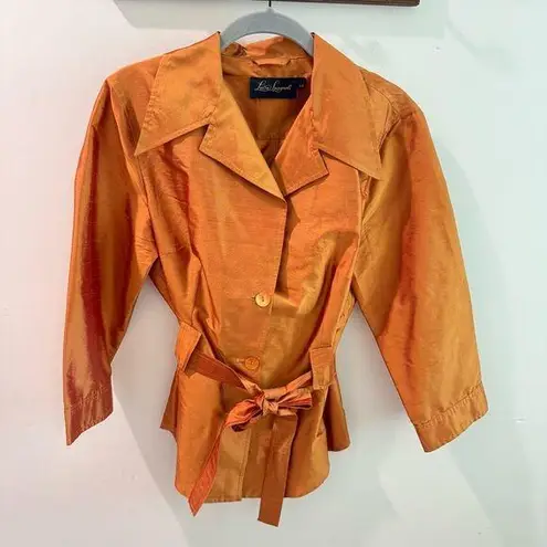 Luisa Spagnoli Burnt Orange 100% Silk Belted Elegant Jacket Size 44