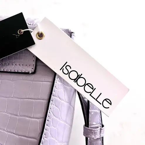 Isabelle vegan alligator texture lavender crossbody bucket bag NWT