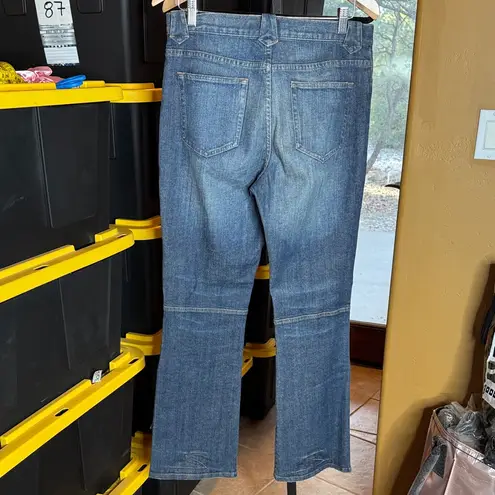 Ralph Lauren RARE! Lauren Blue Boot Cut Suede Fringe Conch Button Jeans Size 8