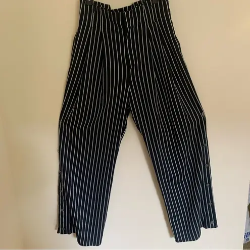 Rachel Roy Navy Blue and White Striped Wide Leg High Rise Palazzo Pants Size 10