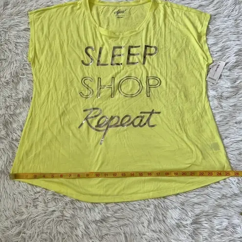 Style & Co . Text tee sleep shop repeat happy lime size XL