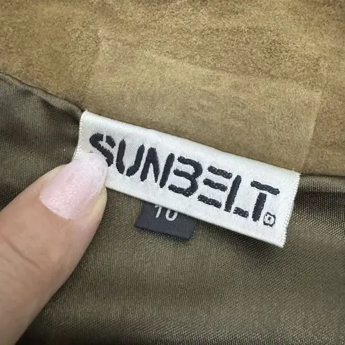 Vintage Sunbelt Leather Suede Maxi Skirt Size 10 Brown Long Western Boho Y2K