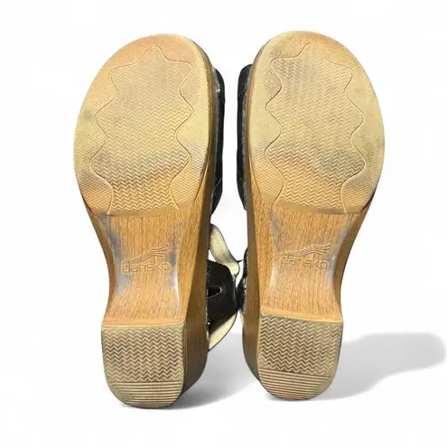 Dansko Women’s Season Black full Grain leather clog strappy Heels sandals Sz 39
