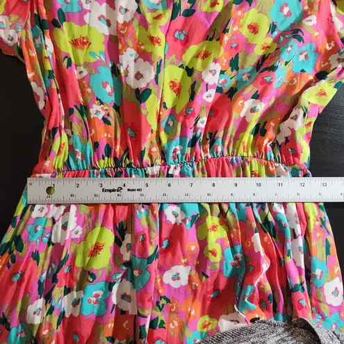 Haptics Colorful Floral Print Midi Dress Size Medium NWOT Wedding Guest Dress Pink