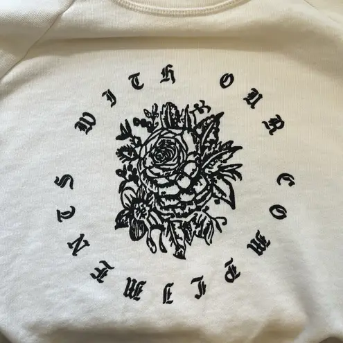 NSF Ivory Graphic Print Rose "With Our Complements" Cotton Jersey Sweatshirt XS