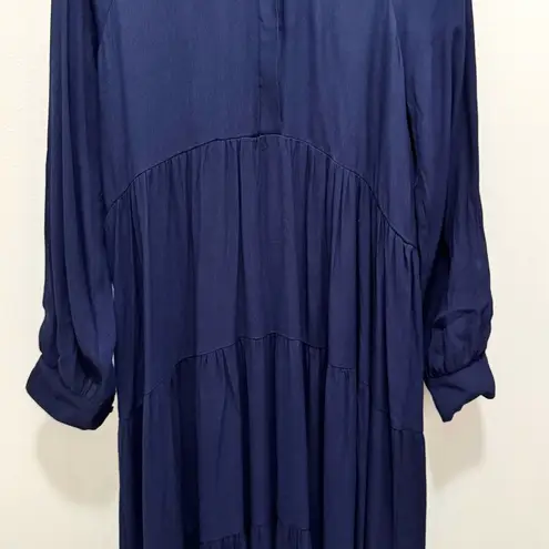 A loves A Navy Boho Lagenlook Tiered Midi Dress Quiet Luxury Business Casual