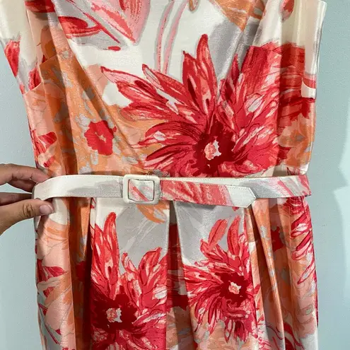 Jessica Howard Shimmery Floral Sleeveless Belted Fit & Flare Dress Size 8