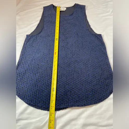 Roseanna Sleeveless Top Black & Blue Textured Rounded Hem Size 6 Oversized