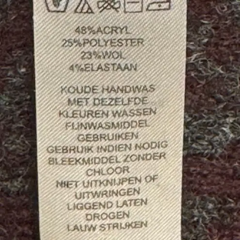 Ellen Tracy Cowl Neck Wool Blend Cardigan Sweater – Size Small – Burgundy & Char