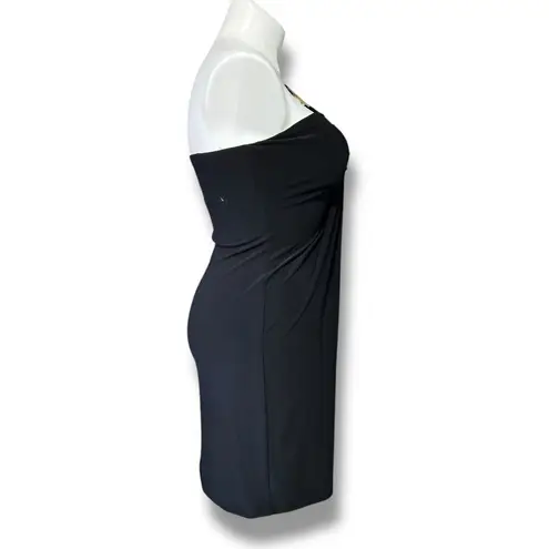 Ronni Nicole Vintage Womens One Shoulder Mini Dress Black Gold Y2K 90s Size 12