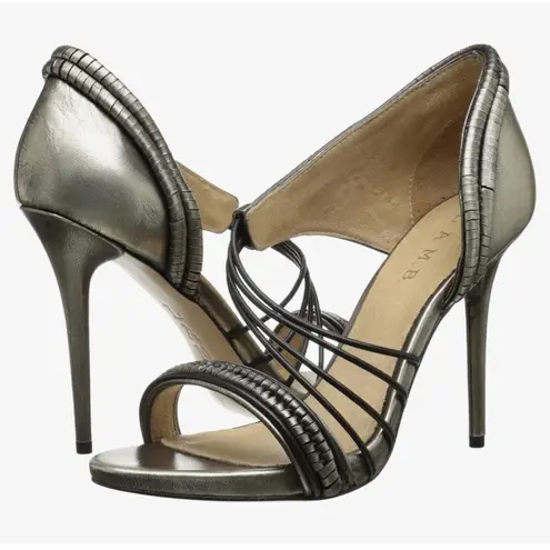 LAMB Women's Karoline Strappy Stiletto Heels Gunmetal size 10 M Y2K