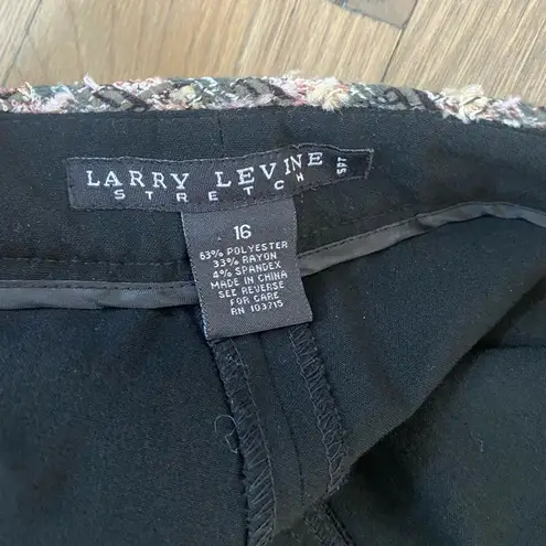 Larry Levine Black Stretch Tweed Waist Dress Pants Size 16