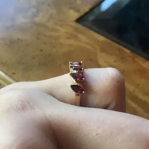 Natural Rhodolite Garnet Sterling Silver Yellow Gold Vermeil Ring Size 6