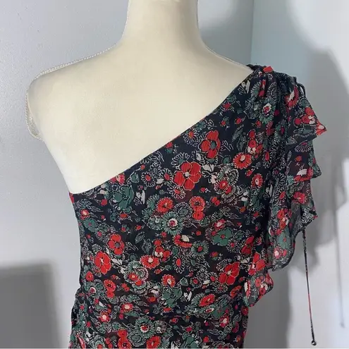 Veronica Beard "Ballard" One Shoulder Silk Floral Summer Mini Dress