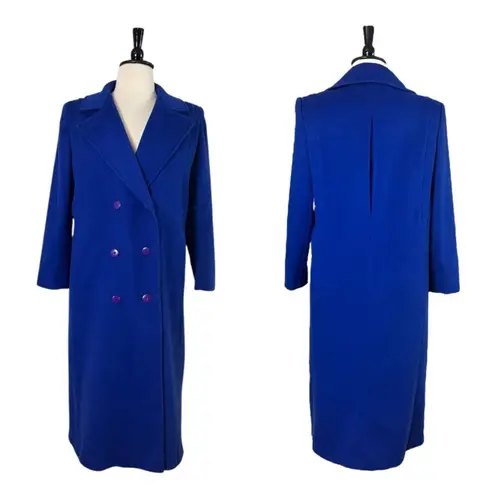 Alorna Vintage Winter Coat Long Wool Double Breasted Royal Blue Women’s Size 14