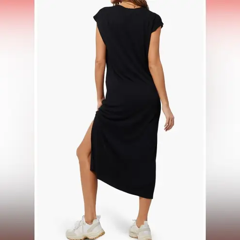 Revolve Black Ribbed Midi Dress