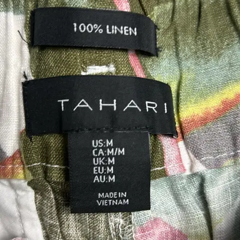 Tahari Luxe Linen Floral Print Shorts Size Medium