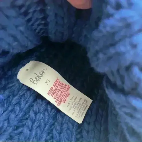 Boden Blue,Pink,White and‎ Red Pom Pom Knit Ribbed Beanie Size XS Stretch Blue