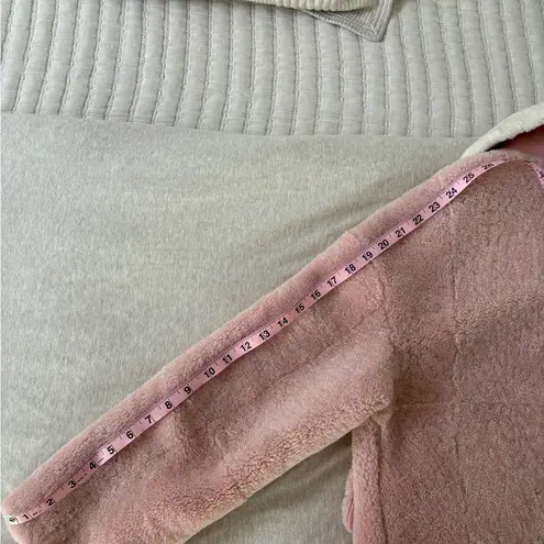 In See Pink and White Teddy Sherpa Jacket with Leather Accents Size 38