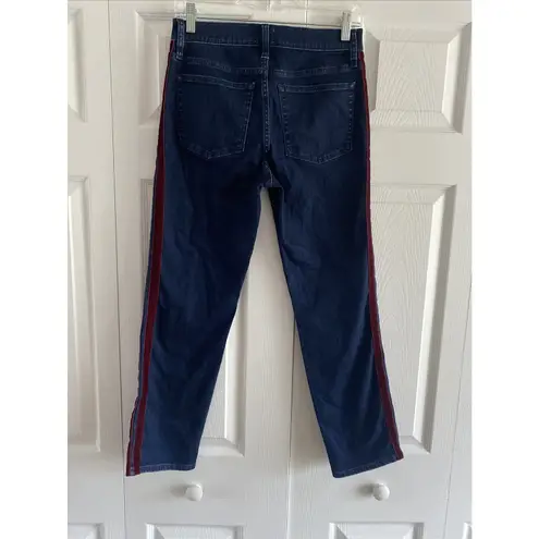 J. Crew Women's 27 Vintage Dark Wash Straight Leg Jean Velvet Stripe Y2K Blue