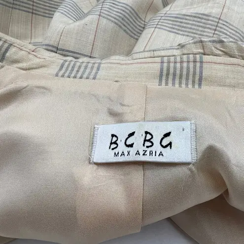 Vintage BCBG Maxazria Silk Blazer Striped Windowpane Blue Size 10