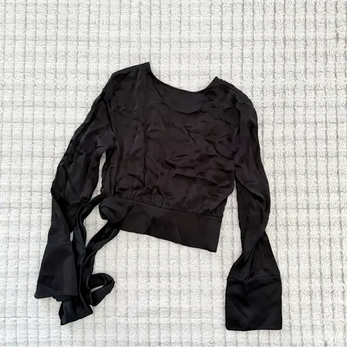 L'Academie Revolve Black Satin Maisel Blouse