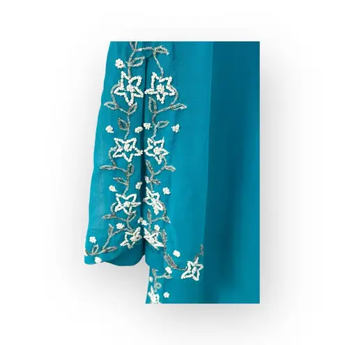 Boston Proper ♔ Chiffon Crystal Bead Embellish Kimono Sleeve Swim Coverup ♔ Aqua